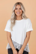 Asymmetric Lace Hem Tee