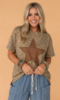 Leopard Retro Star Studded Tee