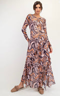 Geo Print Mesh Maxi Dress