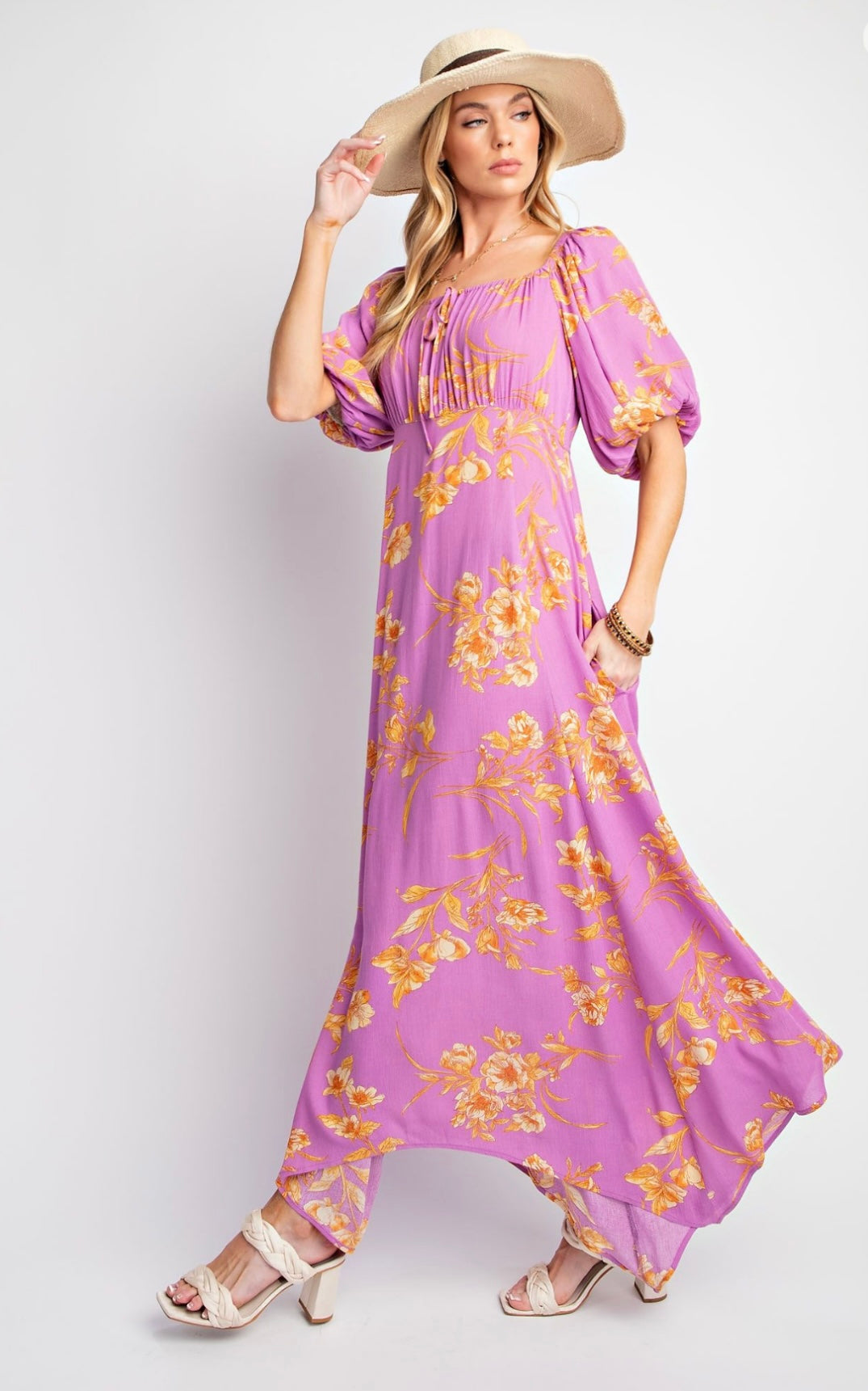 Floral Print Rayon Gauze Maxi Dress