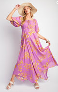 Floral Print Rayon Gauze Maxi Dress